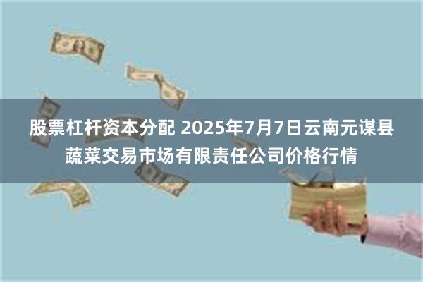 股票杠杆资本分配 2025年7月7日云南元谋县蔬菜交易市场有限责任公司价格行情