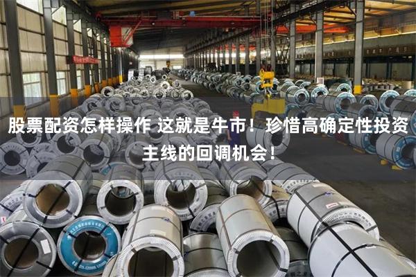 股票配资怎样操作 这就是牛市！珍惜高确定性投资主线的回调机会！