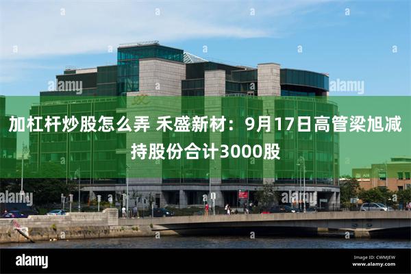 加杠杆炒股怎么弄 禾盛新材：9月17日高管梁旭减持股份合计3000股