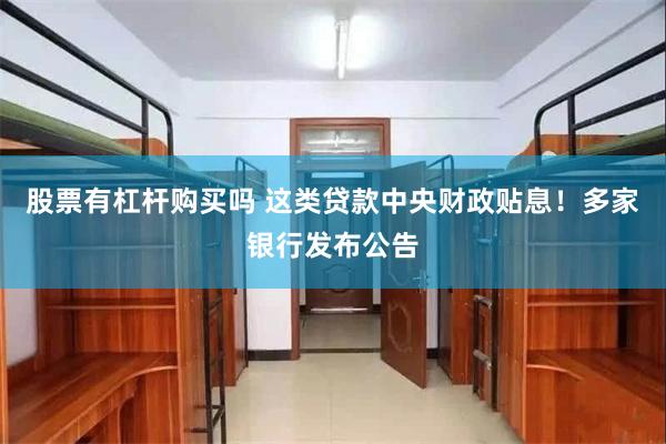 股票有杠杆购买吗 这类贷款中央财政贴息！多家银行发布公告