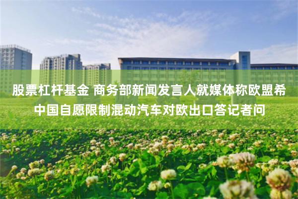 股票杠杆基金 商务部新闻发言人就媒体称欧盟希中国自愿限制混动汽车对欧出口答记者问