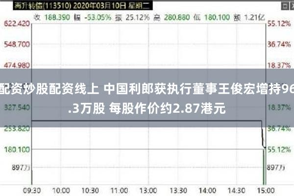 配资炒股配资线上 中国利郎获执行董事王俊宏增持96.3万股 每股作价约2.87港元