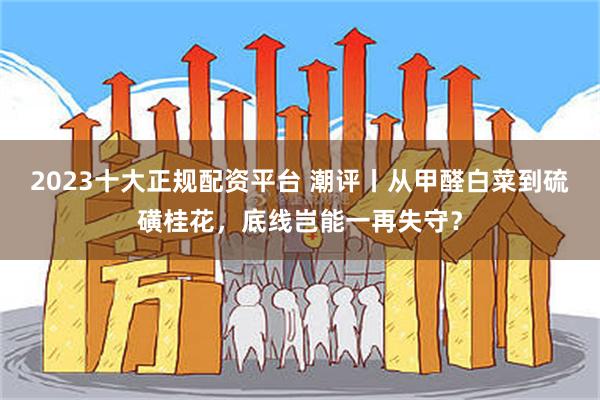 2023十大正规配资平台 潮评丨从甲醛白菜到硫磺桂花，底线岂能一再失守？